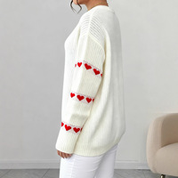 Pull d'hiver unisexe grande taille en fil acrylique style euro-américain 2026 avec broderie cœur, design décontracté