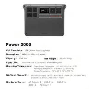 Nouvelle batterie externe Original New Power 2000 140W GaN AC Input 2 kWh, alimentation extérieure silencieuse 7A USB-C - Product Image 3