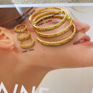 Mới nhất thiết kế hai giai điệu cubic zircon giấy Pin ngón tay trang sức nhẫn thời trang đồng bạc mạ vàng mở Cuff Nhẫn - Product Image 6