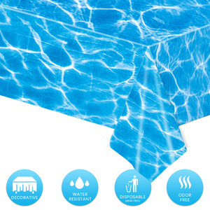 Hailang <b>Tablecloth</b> 137x274cm Wave Pattern Disposable Plastic Party Decoration Prop Cloth for Outdoor Picnic Events - Product Image 5