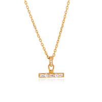 Collar de cadena con colgante en forma de T de acero inoxidable chapado en oro de 18 quilates con diamantes de imitación blancos para mujer, de J&D Jewelry