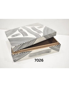 Best Quality Handcrafted Black White Abstract Line Storage <b>Box</b> <b>with</b> <b>Lid</b> Stylish Home <b>Decor</b> Storage Solution Available For Sale - Product Image 1