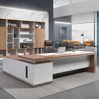 Ensemble de bureau et chaise de direction en forme de L avec câblage dissimulé - Design moderne minimaliste de luxe pour usage commercial