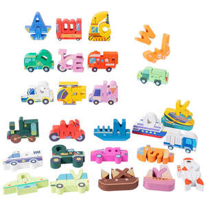 Wholesale Creative Wooden Building <strong>Blocks</strong> Children's Early Educational Cartoon <strong>Alphabet</strong> Puzzle Toys Animal Dinosaur Traffic - Product Image 4