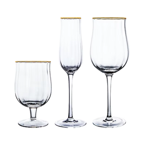 Hxglass Creative Gold Rim <span class=keywords><strong>Vin</strong></span> et pour gobelet à champagne Verre à cocktail classique sans plomb avec longue tige et motif miroir en cristal - Product Image 1