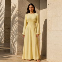 Abaya élégante et modeste Loriya 2026 à nouer dans le dos, robe longue maxi pour femmes musulmanes, couleur unie, vêtements islamiques, robe de tous les jours pour femmes