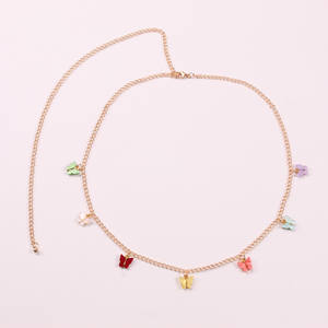 Fashionable Colorful Butterfly Pendant Waist <b>Chain</b> For Women Daily Wear Zinc Alloy Jewelry Seven Color Gold Tone - Product Image 4