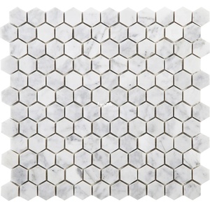 Mosaico de mármol blanco de Carrara del mosaico de mármol blanco de Carrara del salpicadero de la pared del piso del <span class=keywords><strong>cuarto</strong></span> de b - Product Image 1