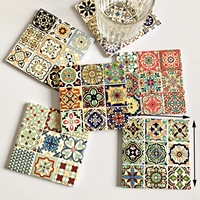Nouveaux sous-verres carrés 3D en relief doré, style rétro bohème européen et américain pour café