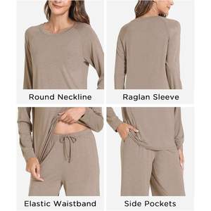 ชุดนอนผู้หญิงแบบกำหนดเอง แขนยาว 2 ชิ้น ผ้าวิสโคสผสมไม้ไผ่ นุ่มสบาย - Product Image 3