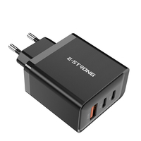 Chargeur rapide GaN 65W à 3 ports, 2C1A, chargeur mural multi-appareils pour ordinateurs portables, téléphones, tablettes, prise US/EU en option