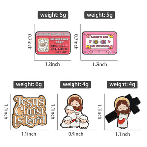 Spille smaltate con tema cristiano di Gesù, Spilla a croce 'Il <span class=keywords><strong>Signore</strong></span> è il <span class=keywords><strong>mio</strong></span> pastore', Distintivo da risvolto, Gioielli all'ingrosso - Product Image 6