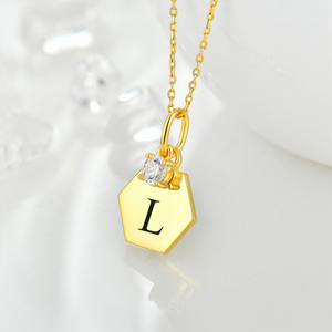 YILUN chapado en oro inicial "<span class=keywords><strong>L</strong></span>" colgante collar 925 plata esterlina CZ inicial collar 18K oro joyería personalizada para mujeres - Product Image 4