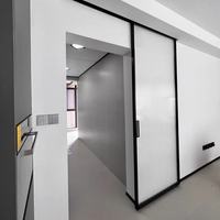 Porte coulissante en verre moderne en gros, portes coulissantes d'entrée, verre trempé, porte coulissante fantôme, porte automatique d'usine