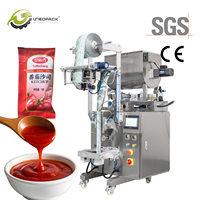 Machine d'emballage de sachets à scellage latéral pour sauce ketchup, avec pompe à piston de grande capacité et trémie horizontale, idéale pour les petites entreprises