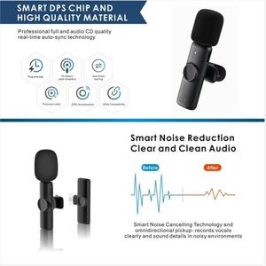 OEM 2 en 1 Microphone sans fil Lavalier Réduction du bruit Enregistrement Portable Mini Microphone pour <span class=keywords><strong>iPhone</strong></span> / iPad <span class=keywords><strong>Android</strong></span> - Product Image 5