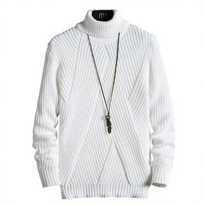New Korean Men's High-Neck Pullover Sweater Warm Winter Anti-Wrinkle Students Knit Oblique Stripes turtleneck Style Made - Product Image 2