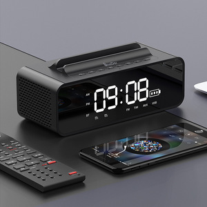 Oneder V06 Bluetooth Speaker <b>Clock</b> With LED Display FM Radio Smartphone Stand - Product Image 1
