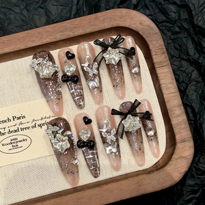 Vente en gros personnalisé style français <span class=keywords><strong>diamant</strong></span> oeil de chat long 10 pièces acrylique presse <span class=keywords><strong>sur</strong></span> les ongles de luxe réutilisable faux ongles - Product Image 6