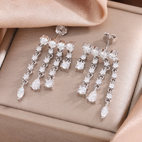 Bijoux fins à la mode, argent sterling S925, hypoallergénique, clous d'oreilles en moissanite VVS GRA, couleur D, franges à pampilles, boucles d'oreilles pendantes pour femmes