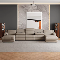 Elektrisches Relaxsofa-Set U-förmig aus Echtleder, Wandnahes Ecksofa für Wohnzimmer, OEM