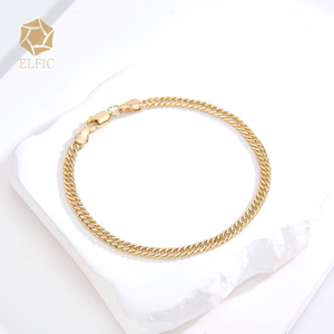 Elfic da donna 4MM Oro Laminado 14k braccialetto di gioielli in rame cubano Figaro modello di rame all'ingrosso - Product Image 5
