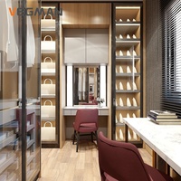 Armoire moderne en forme de L sur mesure pour chambre à coucher, en verre et en bois, pour la maison, l'appartement ou la villa, pour dressing