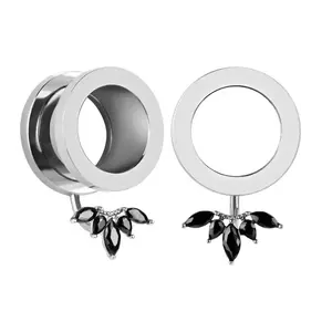 Christmas Flesh Tunnels Black Acrylic Ear Expander Stretchers Set 316 L Surgical Stainless Steel Ear Tunnels And Plugs