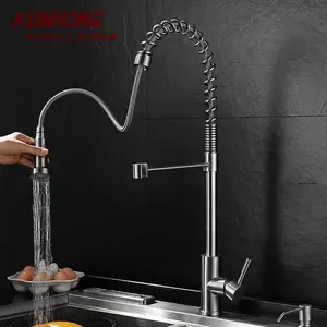 Modern sıcak ve soğuk karartılmış paslanmaz çelik aşağı çekin bahar mutfak musluk püskürtücü ile güverte üstü lavabo musluğu