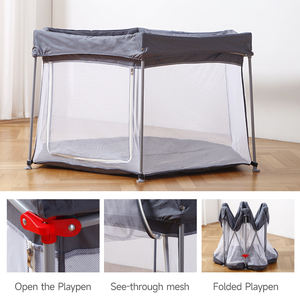 Corralito portátil de gran tamaño gris Melange <span class=keywords><strong>para</strong></span> interiores y exteriores <span class=keywords><strong>para</strong></span> niños Corrales Baby Bed Game Corrales Children Instant Open - Product Image 3