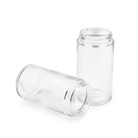 Pot en verre rond grande capacité 6 oz 180 ml, bouteille à large ouverture, bouchon de sécurité noir à visser, pot de stockage transparent pour foin