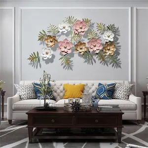 3D çiçek lüks ferforje sanat iç Metal duvar dekoru ev dekorasyon için