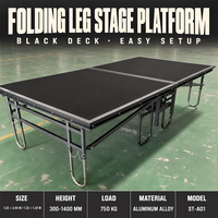 Plateforme de scène pliable en aluminium robuste 1,22x2,44m 750kg avec plateau antidérapant pour événements et expositions