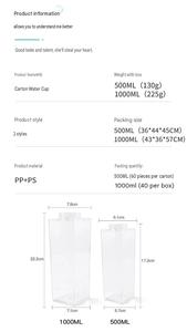 OEM/ODM Mevcut 500ml 1000ml Seyahat Bardakları Yeniden Kullanılabilir Süt Kutusu BPA İçermeyen Şeffaf Akrilik Bardak Plastik Su Şişesi Toptan - Product Image 3