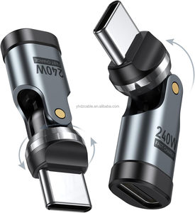 Adaptateur USB-C 240W avec rotation à 540° et angle droit à 90°, charge rapide 5A, transfert de données, compatible iPhone 15/16/17, matériau ignifuge pour PC - Product Image 1