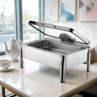 9L Kapazität Chafing Dish Set aus 304 Edelstahl, alkoholbetrieben, 85-100°C Speisenwärmer für Buffet, Catering, professionelle Gastronomie