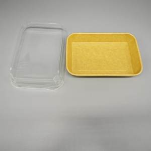 Plateau à sushi en papier kraft de style japonais avec impression de logo personnalisée, plateau à sushi jetable, boîte à sushi en papier avec couvercle transparent en PET - Product Image 1