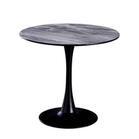 Table de salle à manger moderne avec piétement vintage, table ronde en bois, table basse ronde