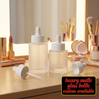 Flacons compte-gouttes en verre mat 5 ml, options de surface personnalisables, contenants vides pour produits de soin de la peau