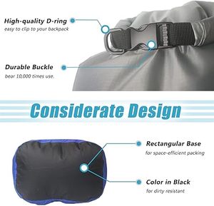210T Polyester Dry <b>Bag</b> Set Multipack Colorful Lightweight Roll Top Sacks with D Ring Rectangular Base for Camping Boating Travel - Product Image 3