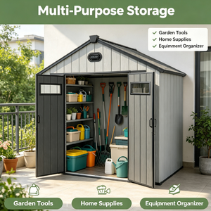 Grand abri <span class=keywords><strong>de</strong></span> <span class=keywords><strong>jardin</strong></span> en plastique durable, imperméable, verrouillable et ventilé, <span class=keywords><strong>pour</strong></span> <span class=keywords><strong>tondeuse</strong></span> à gazon - Product Image 3