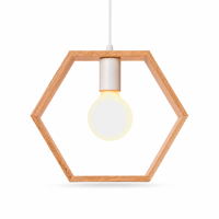 Lampe suspendue hexagonale en bois, cadre géométrique, pour boulangerie, fleuriste, auberge, coworking, vente en gros