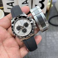 Montre automatique pour homme de luxe, grise, à trois aiguilles, petit cadran noir, mouvement mécanique 4130