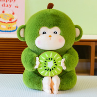Peluche singe mignonne super douce avec rembourrage en coton PP, broderie créative de fruits pour le soulagement du stress, cadeaux pour adultes et enfants, poupées