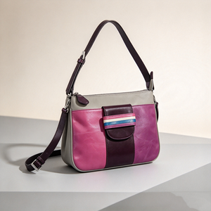 Bolso bandolera para mujer con diseño de bloques de color, bolsillo frontal a rayas, correa ajustable, bolso de gran capacidad - Product Image 1