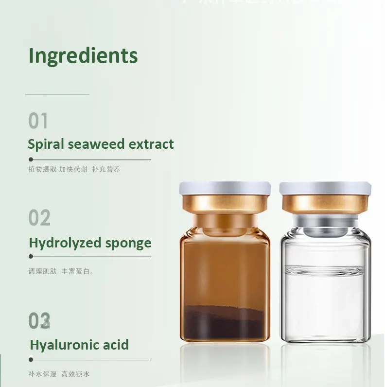 Özel Logo doğal deniz yosunu sünger özü akne tedavisi serum seti spongilla spicules soyma De Algas tozu