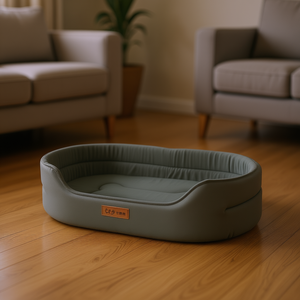 Cama Ortopédica para Perro, Tamaño Mediano, Espuma Viscoelástica, Forma Ovalada, Funda Extraíble y Lavable, Sofá para Mascotas de Interior, Gris - Product Image 2