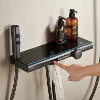 Ensemble de robinetterie de salle de bain moderne en laiton noir certifié de haute qualité, mitigeur de bain chaud et froid mural de luxe