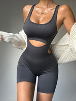 Combinaison de sport sans couture à bretelles spaghetti en viscose/polyester, séchage rapide, pour yoga et gym, vente en gros
