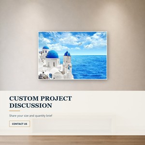 Stampa d'Arte Murale Mare Blu di Santorini, Paesaggio Costiero Greco per Soggiorno, Hotel, Resort, Interni Mediterranei - Product Image 6